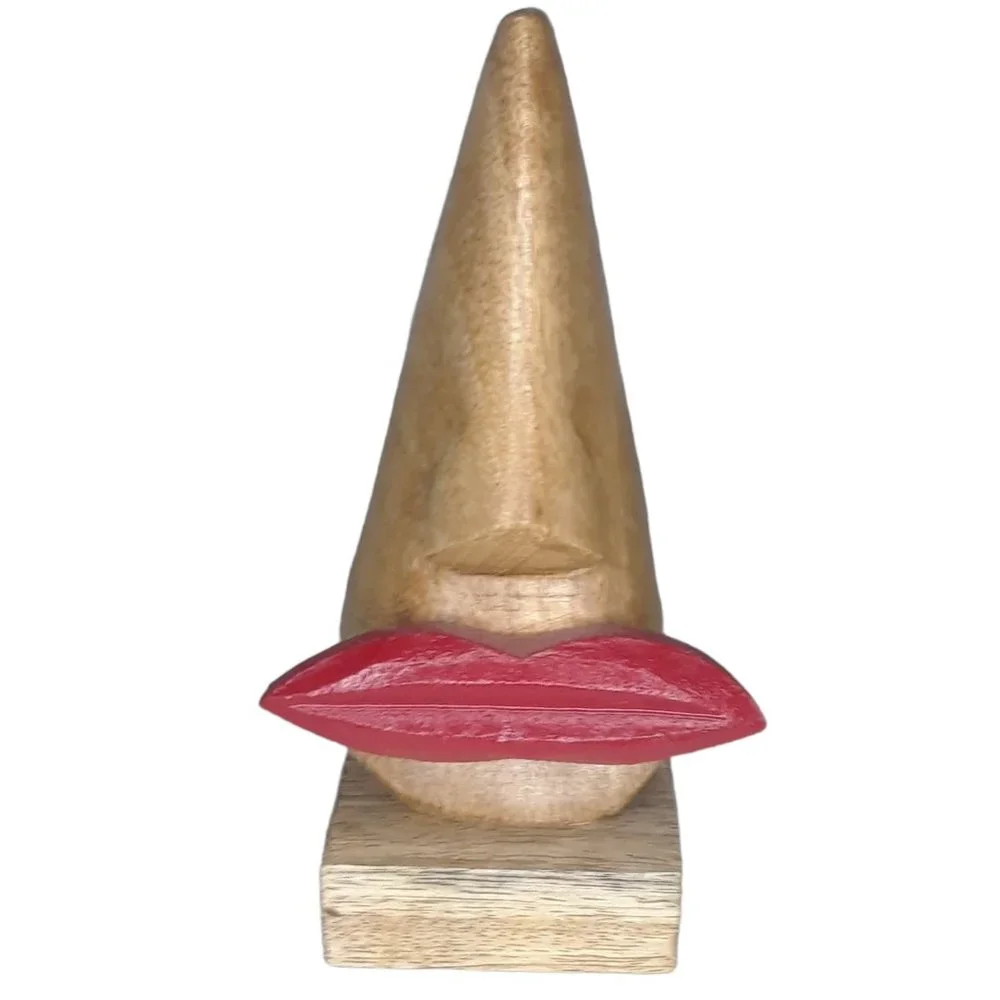Eyeglass Spectacle Holder Stand Wooden with Nose and Big Red Lips - Picture 4 of 7